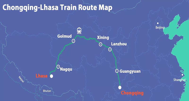 Chongqing to Lhasa Train Route