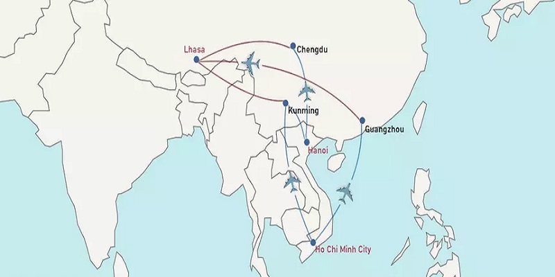 From Vietnam to Tibet via Air Travel Routes