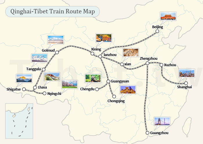 Qinghai–Tibet Railway Route Map