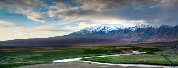 mountain and plain in Pamir Plateau, Taxkorgan County, Xinjiang Uyghur Autonomous Region, China.