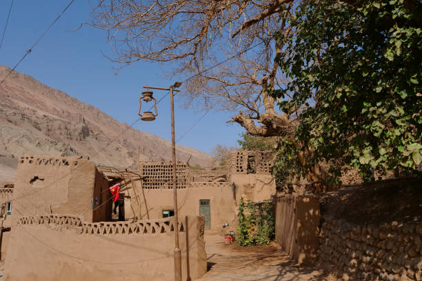 Ancient traditional residential old house in Tuyoq village valley inTurpan Xinjiang Province China.