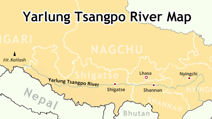 Yarlung Tsangpo River Map in Tibet